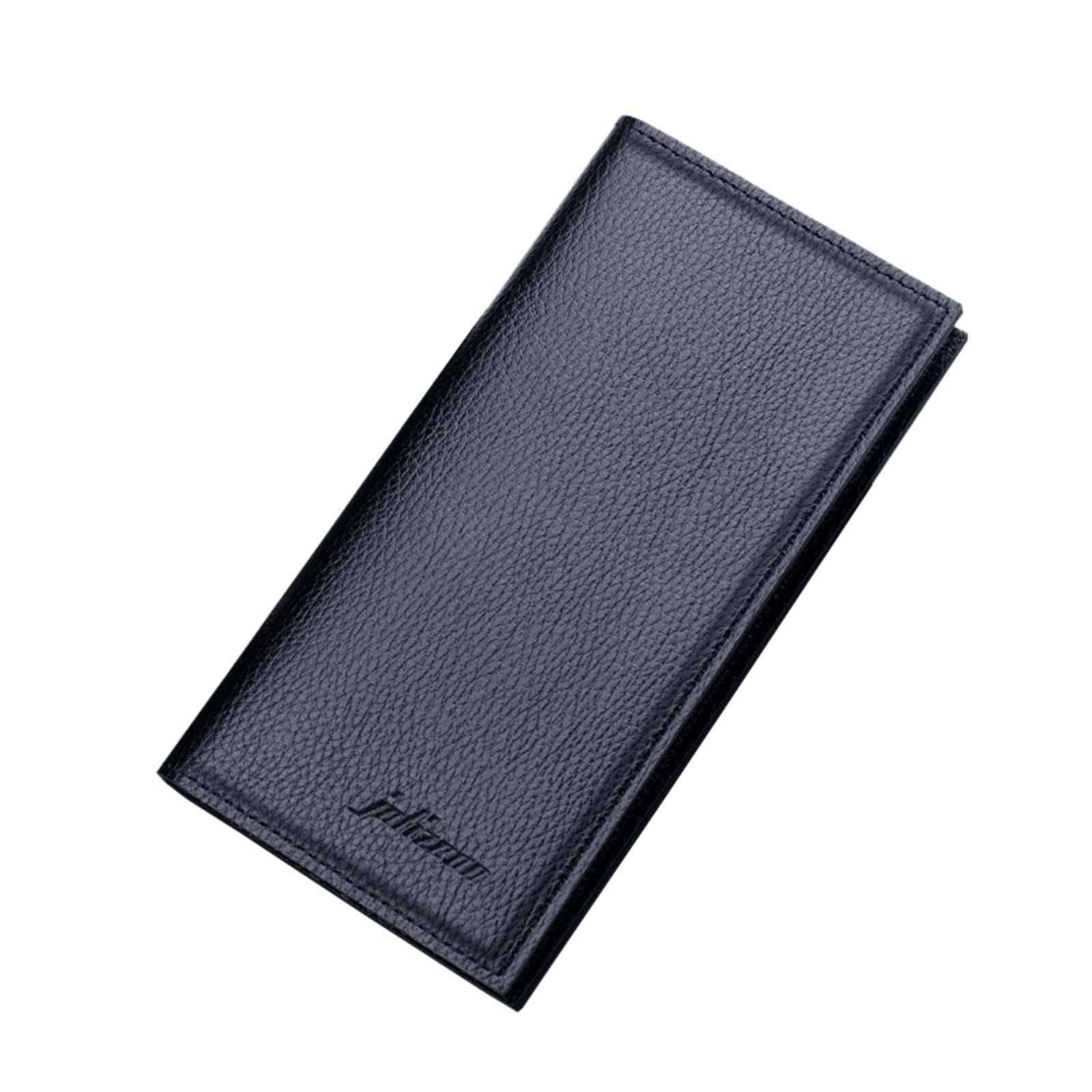 **Men's Slim RFID Blocking Leather Wallet with Multiple Card Slots - Stylish Minimalist Bifold Wallet for Credit Cards & Cash - Perfect for Everyday Use, Travel & Business (Black)**