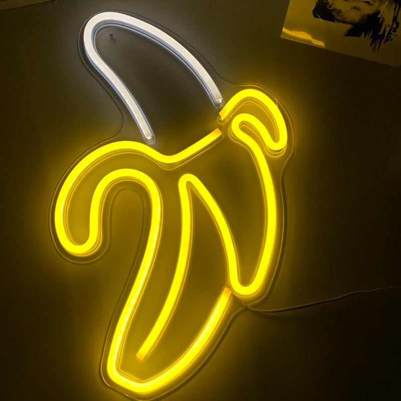 Banana Wall Neon Sign - Retro LED Wall Art for Home Bar, Cafe & Bedroom Decor - Perfect for Party, Wedding & Birthday Decorations