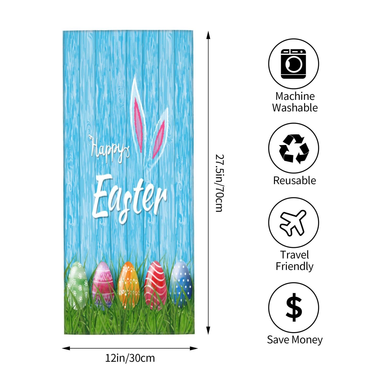Funny Easter Bunny Cute Eggs Soft Hand Towels - 12x27.5 Inch Decorative Bath Towels for Yoga, Bathroom, Hotel & Gym - Perfect for Easter Decor, Spa Days & Home Decor