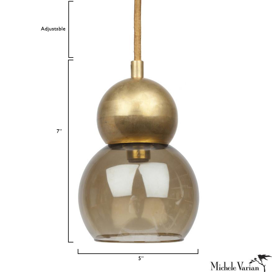 5 Inch Brass Double Bubble Light Fixture - Vintage Style Ceiling Pendant for Bedroom, Living Room & Dining Room Lighting