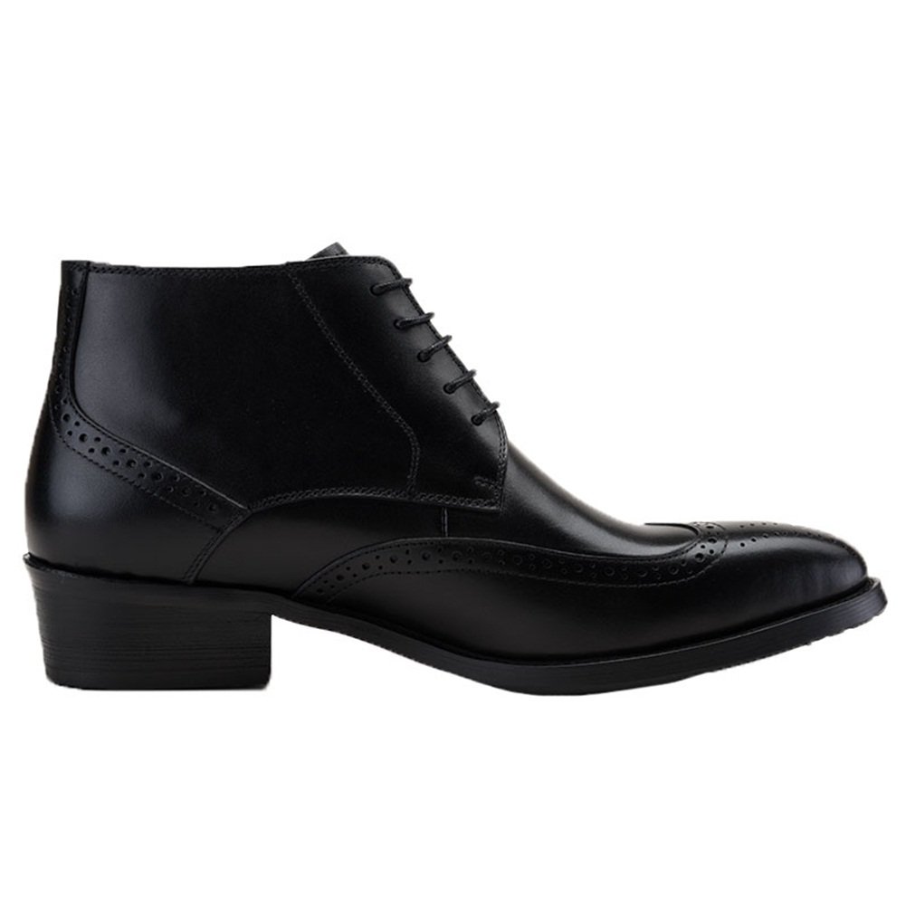 Santimon Men's Leather Brogue Dress Boots - Wingtip Lace Up Ankle Boots for Formal & Casual Wear | Office, Wedding & Night Out Shoes