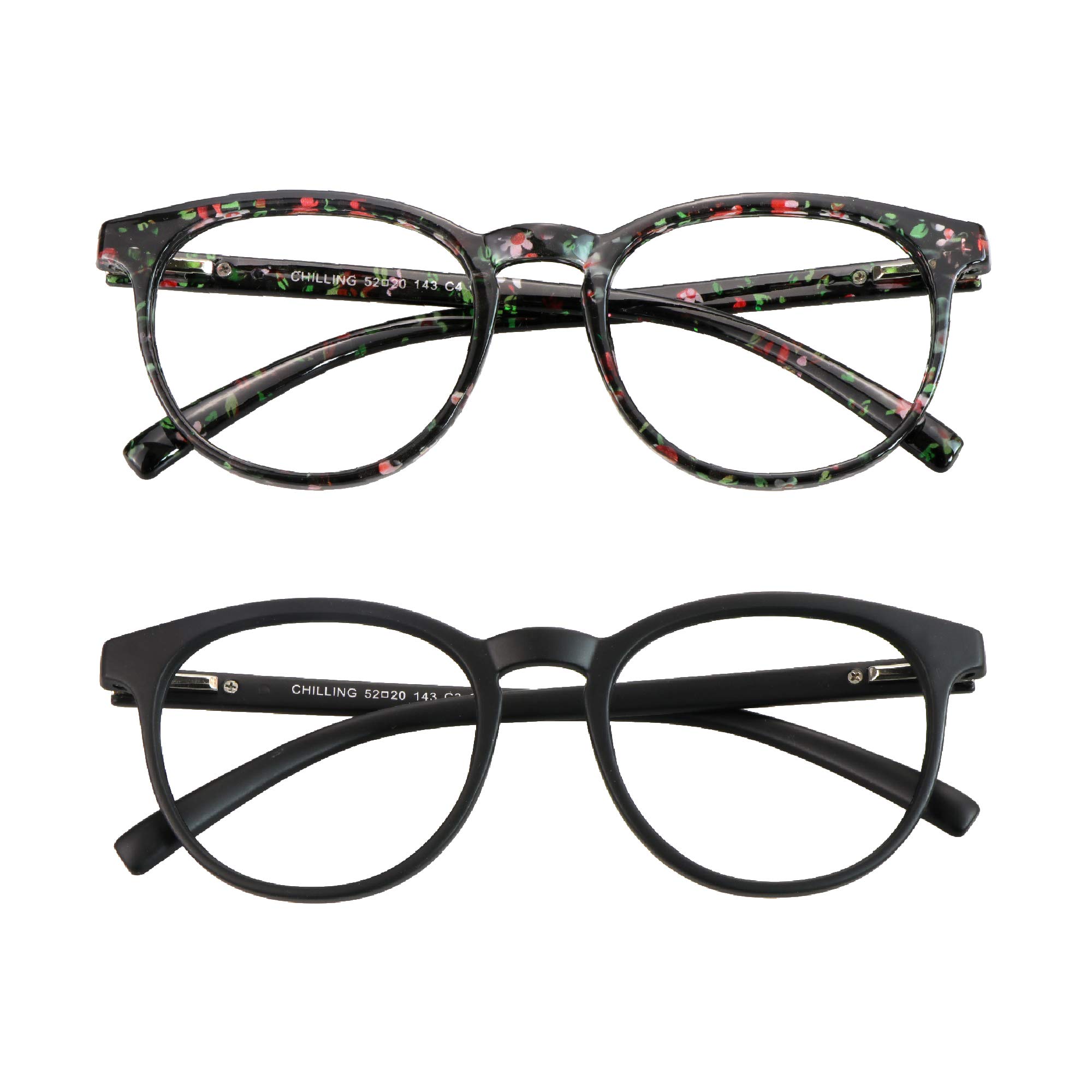 VisionGlobal Blue Light Blocking Glasses - 2 Pack Anti Eyestrain Computer Glasses with Stylish Oval Frame & Anti-Glare Coating | Reduce Digital Eye Fatigue for Work, Gaming & Screen Time
