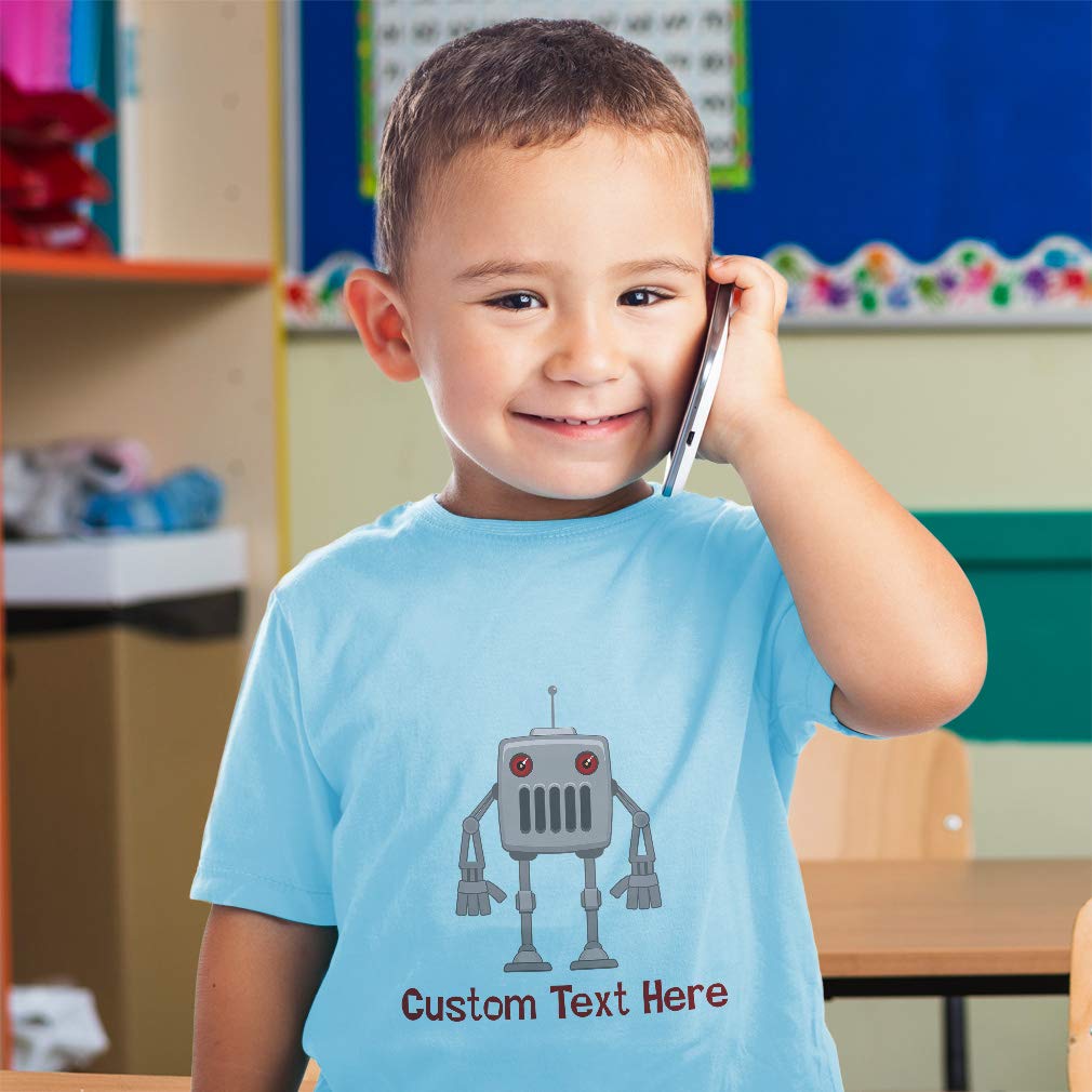 Custom Personalized Robot Cartoon Toddler T-Shirt - Cotton Boys & Girls Funny Tee with Engineering Design - White 4T - Perfect for Birthday Gifts & Playdates