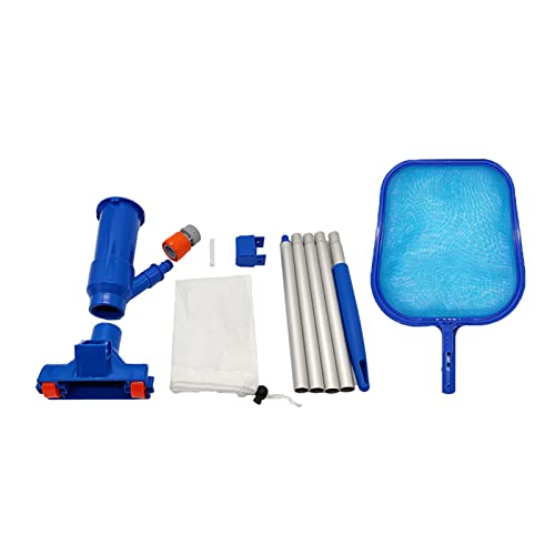 Ruiqas Swimming Pool Cleaning Kit - Vacuum Jet Underwater Cleaner with Leaf Skimmer Net, 5-Section Telescopic Pole, No Electric Power Needed for Pool, Spa & Pond Maintenance - Perfect for In-Ground & Above Ground Pools, Backyard Cleaning