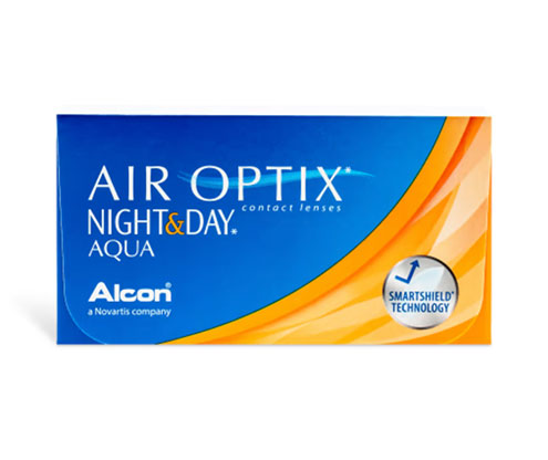 AIR OPTIX Night & Day Aqua Contact Lenses (6 Pack) - Monthly Disposable for Extended Wear & Comfort - Perfect for Travel, Work & Active Lifestyles