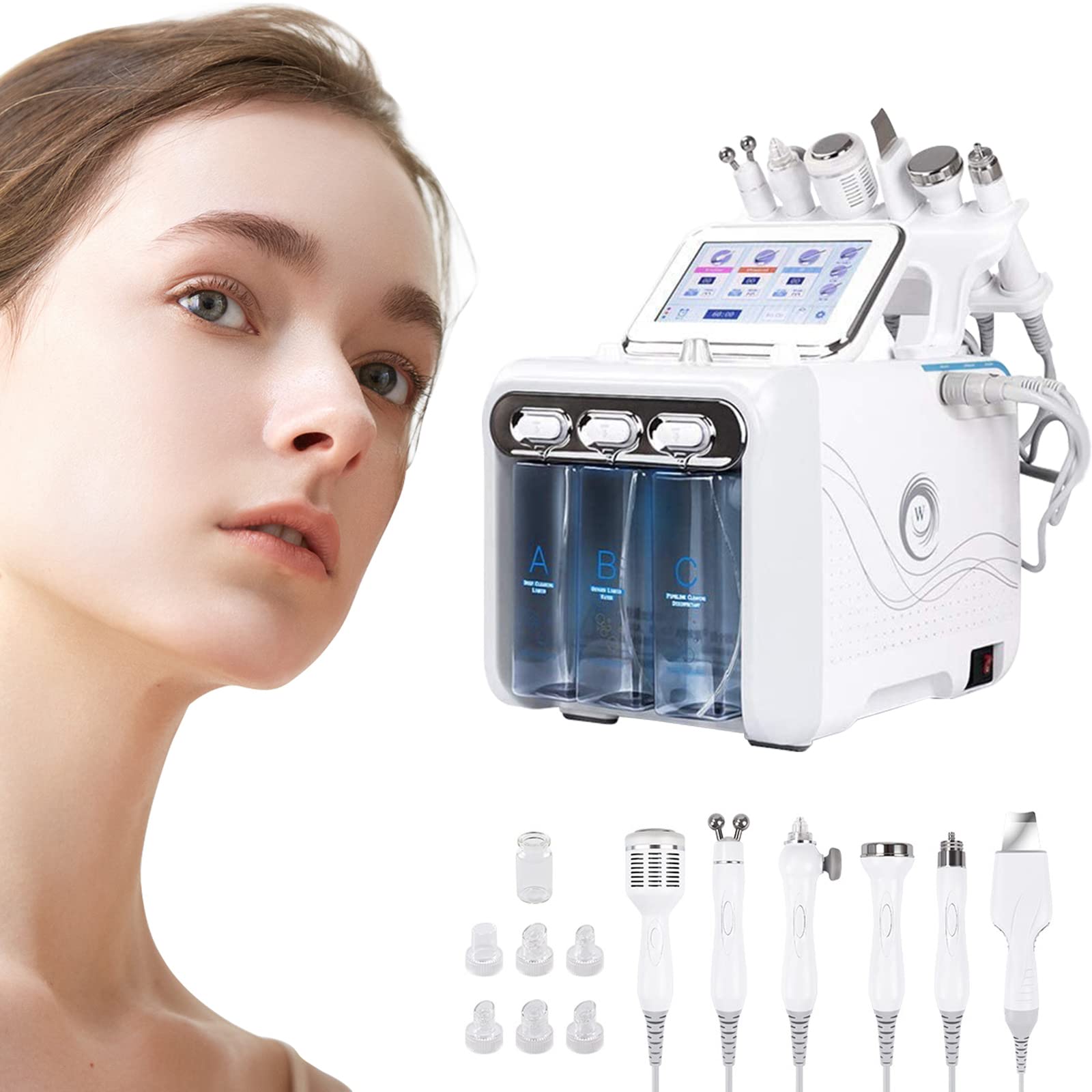 6 in 1 Hydrogen Oxygen Beauty Machine - Professional Facial Skin Spa Device for Deep Cleansing, Moisturizing & Pore Refining | Effectively Remove Dirt & Rejuvenate Skin | Perfect for Home Beauty Care & Salon Treatments