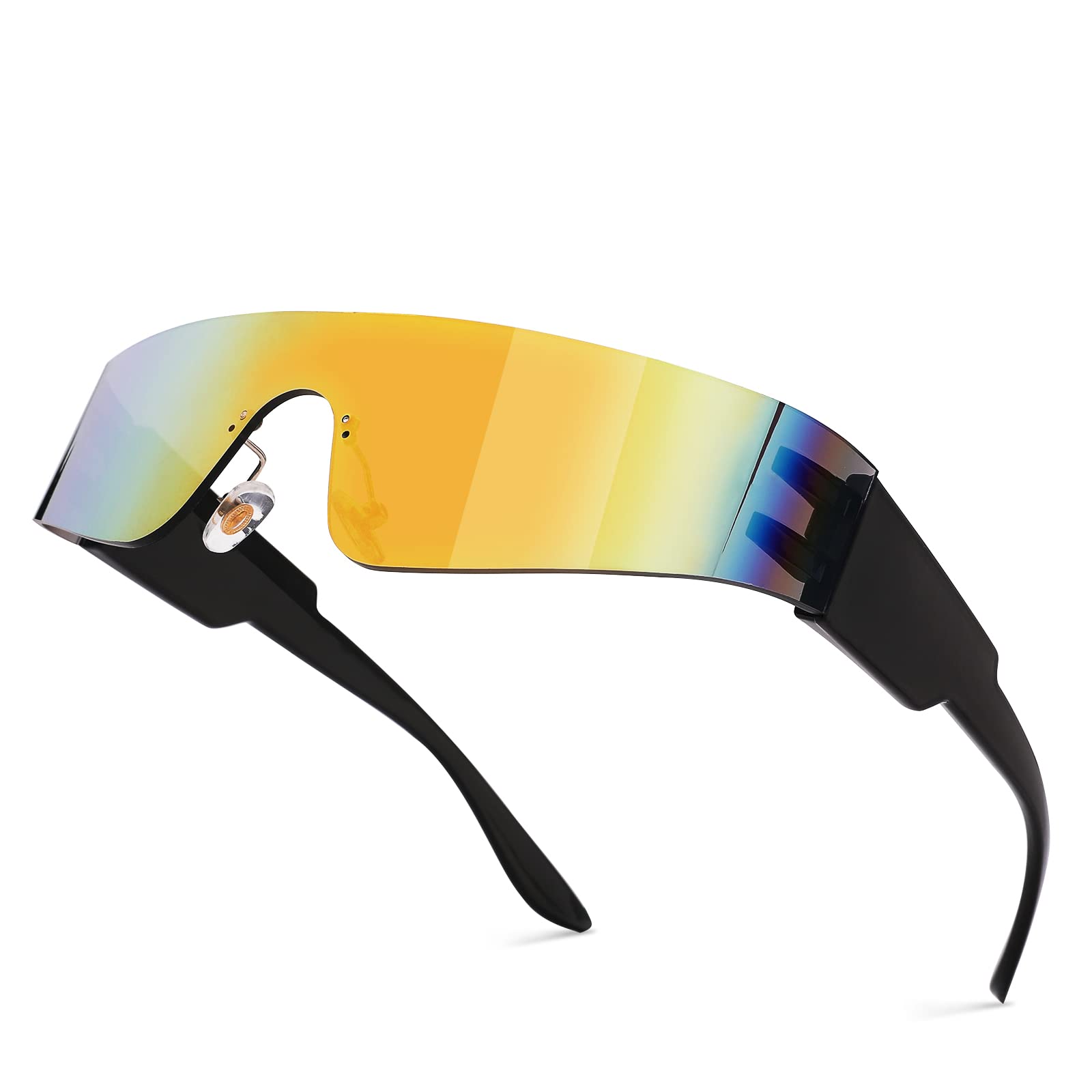 Futuristic Cyberpunk Wrap Around Sunglasses for Women & Men - Rimless Sport Shades with UV Protection - Perfect for Running, Cycling, and Fashion Outfits