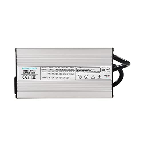 58.4V 6A Fast Charger for 16S 48V LiFePO4 Battery Pack - Compatible with Electric Scooters, Golf Carts, Bikes, Cars, ATVs, Forklifts & Rickshaws - Includes M8 Connectors - Perfect for Home, Outdoor & Commercial Charging Needs
