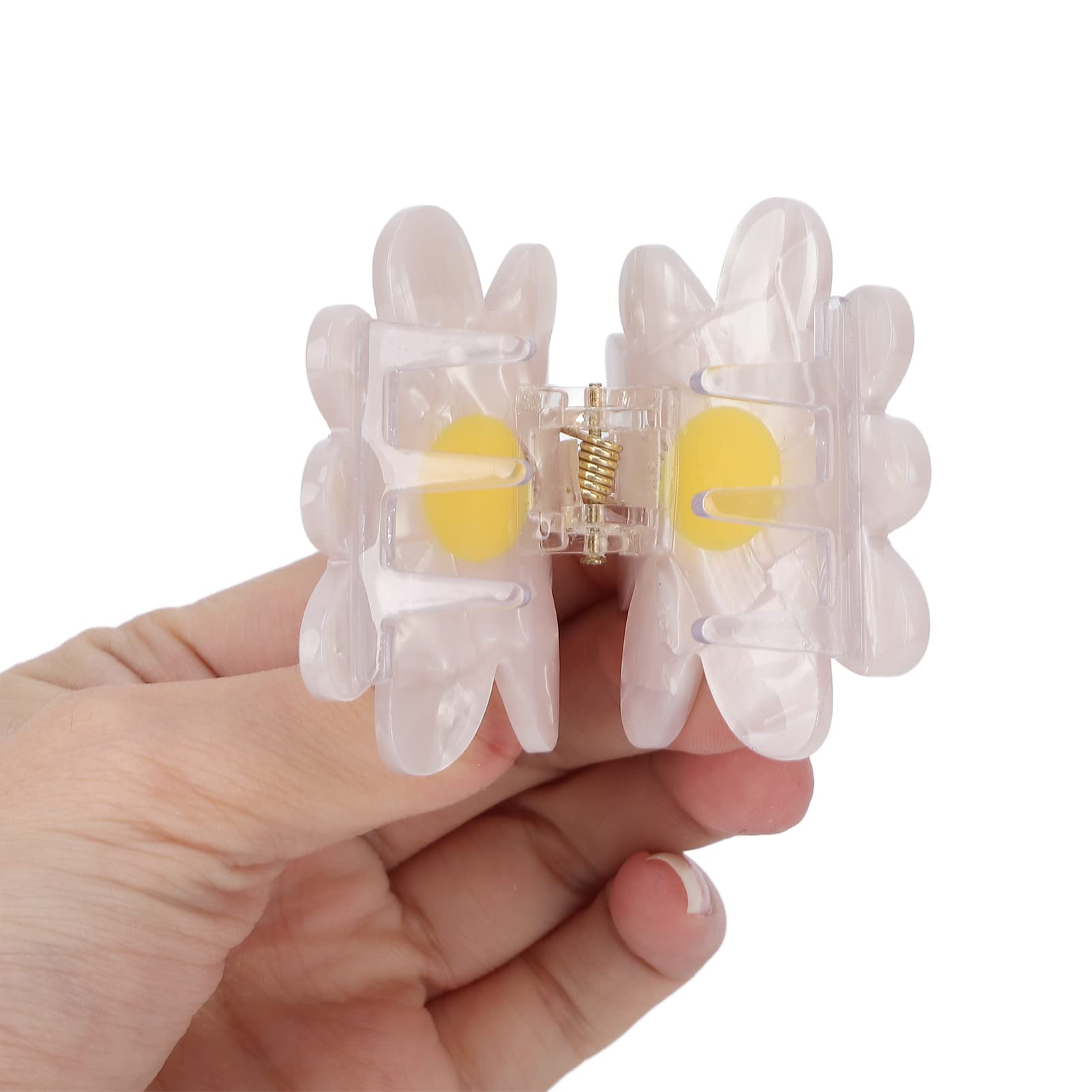 Strong Grip Flower Hair Claw Clip with Clenched Teeth - Anti-Slip Hair Clips for Women, White Daisy Design - Perfect for Daily Use, Workouts & Updos