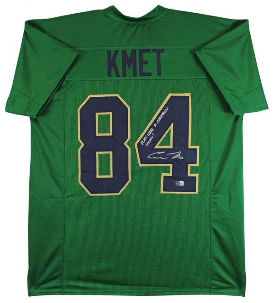 Cole Kmet Autographed Notre Dame Fighting Irish Green Football Jersey - Authentic Signed Memorabilia for Collectors & Fans - Perfect for Game Day, Display, and Gifting