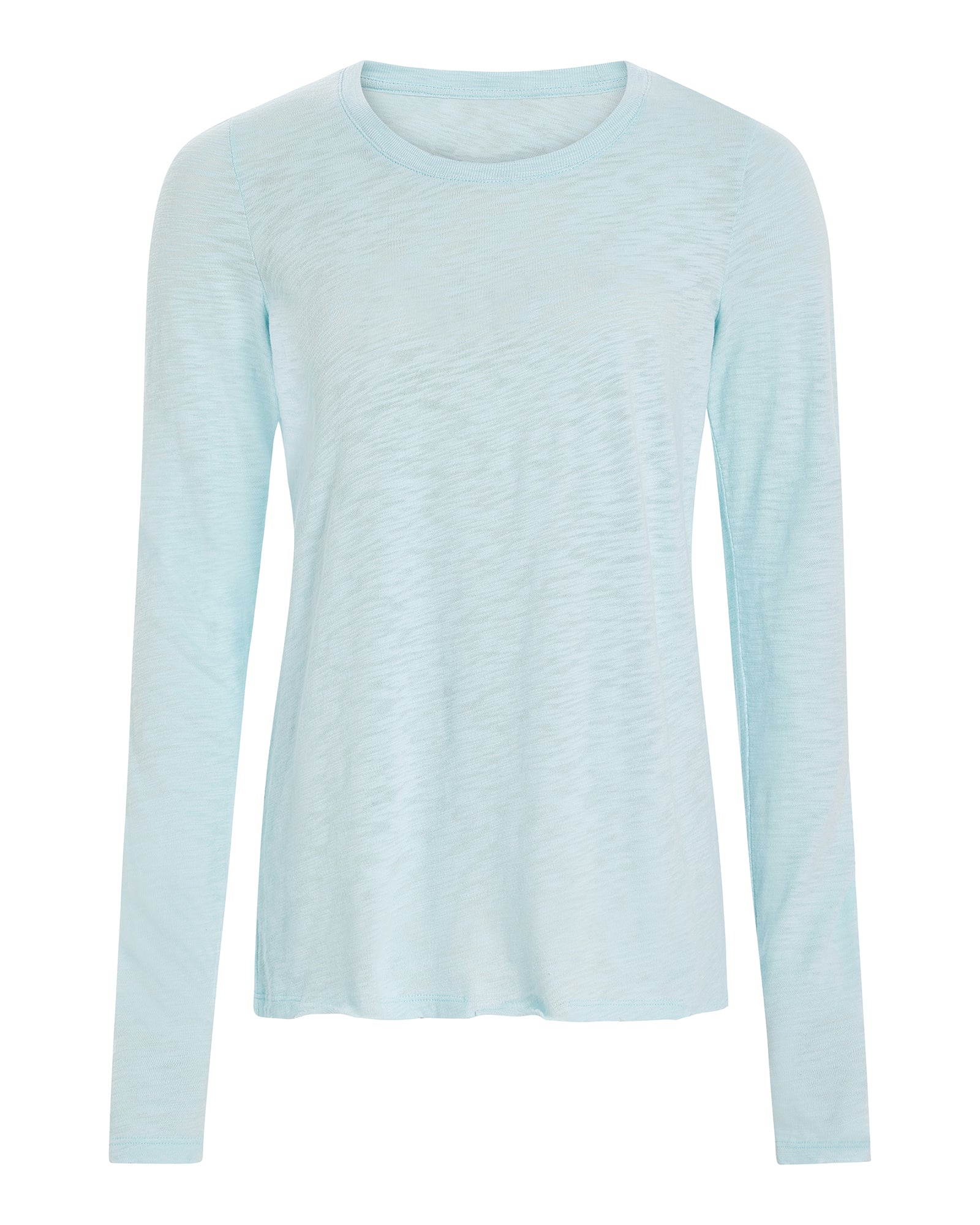 Slub Jersey Long Sleeve Destroyed Crew Neck T-Shirt - Ocean Blue | Casual Streetwear for Men & Women | Perfect for Everyday Wear and Layering
