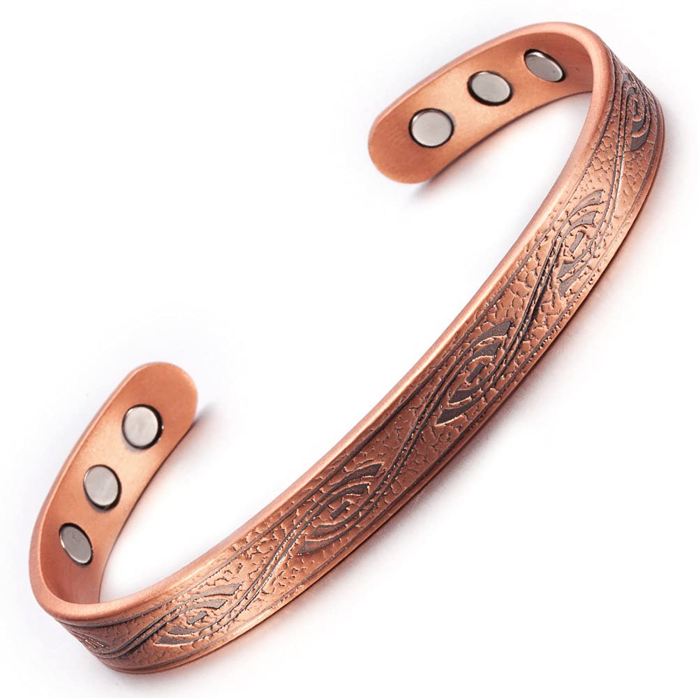Red Copper Magnetic Bracelet - 8.3mm Spiral Design Adjustable Wristband with 6 Magnets for Improved Blood Circulation | Perfect for Pain Relief, Wellness & Daily Wear