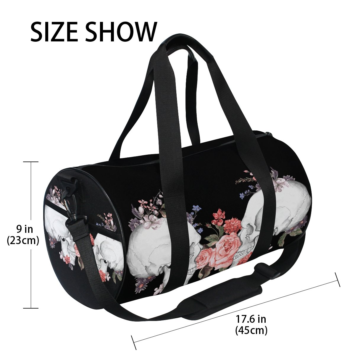 Rose Sugar Skull Day of the Dead Travel Duffel Bag - Gym & Sports Luggage for Men & Women - Perfect for Workouts, Travel & Festival Events