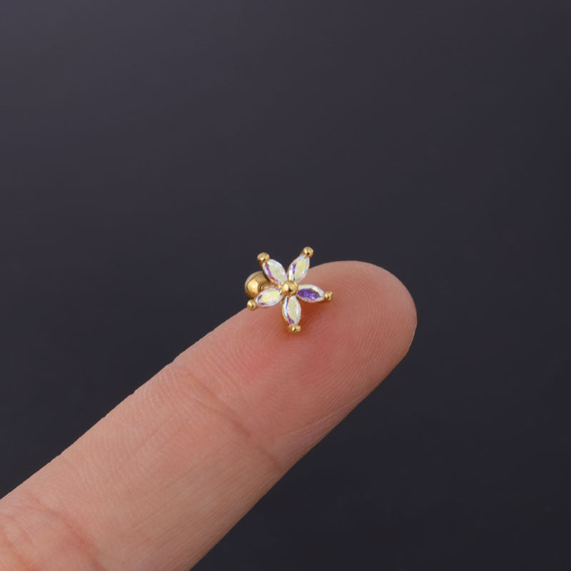 20G Cartilage Flower Tiny Stud Barbell Back Earrings - Hypoallergenic Stainless Steel Body Jewelry for Helix, Tragus, or Lobe Piercing | Perfect for Everyday Wear, Parties, and Gifts (HSPJ301)