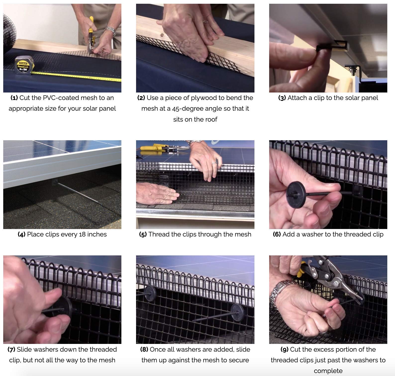 Professional Grade Solar Panel Bird Proofing Kit - 50' x 8