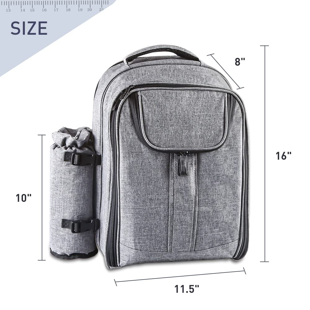 Forbidden Road Insulated Cooler Backpack - 20L Waterproof Picnic Bag with Bottle Holder & Cooler Compartment for Hiking, Camping, Beach, Workouts & Outdoor Adventures (Gray)