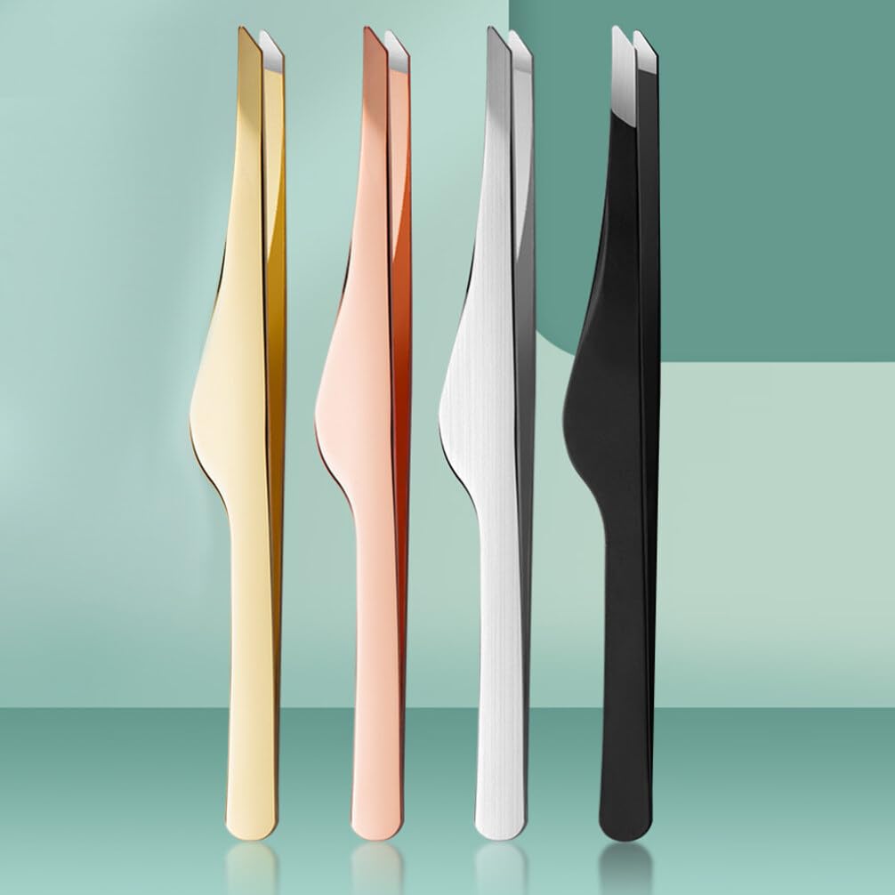 NOLITOY 4-Piece Professional Eyelash Extension Tweezers Set - Stainless Steel Lash Tools for Extensions, Isolation & Eyebrow Shaping | Perfect for Salon & Home Use