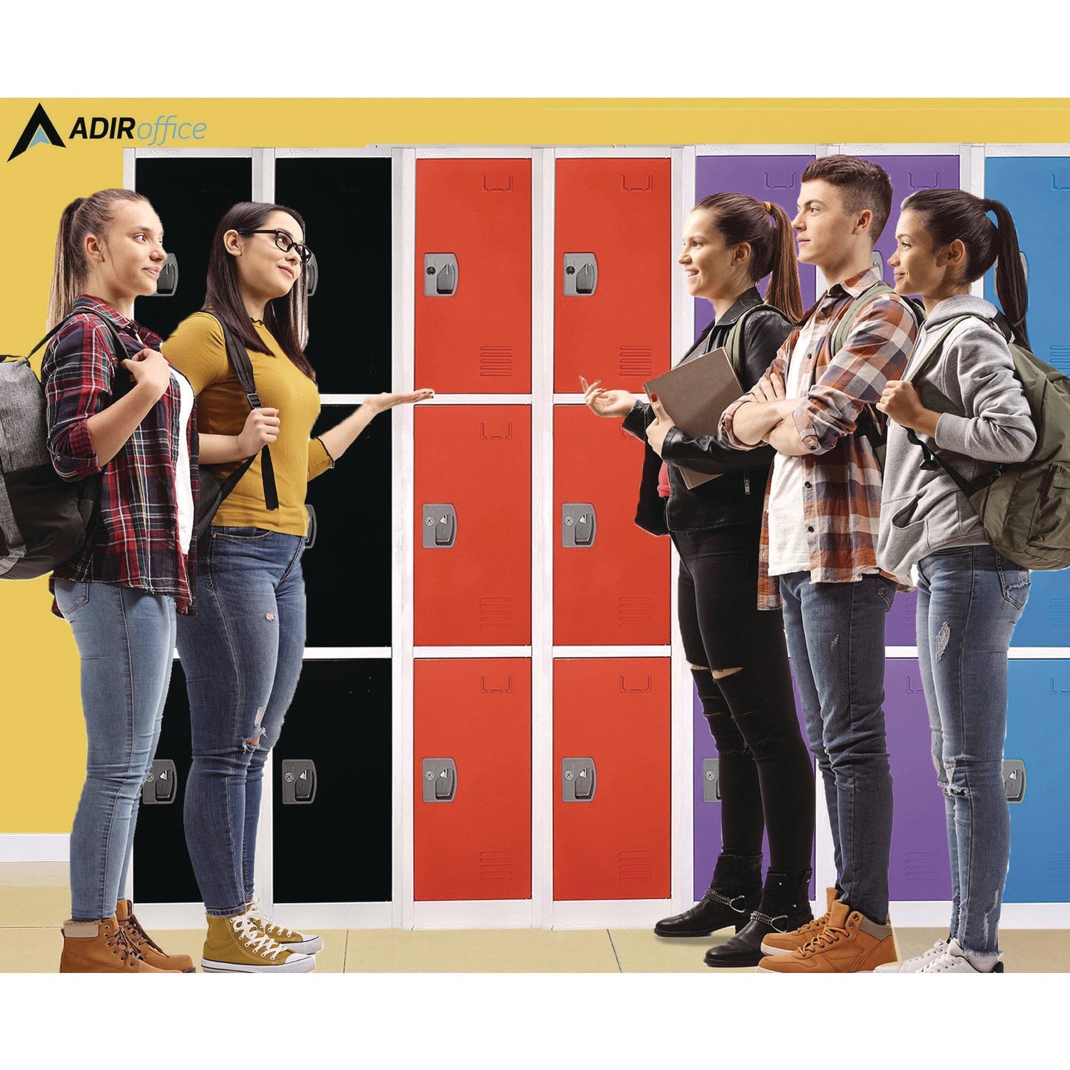 AdirOffice 3-Compartment Steel Storage Locker - 12