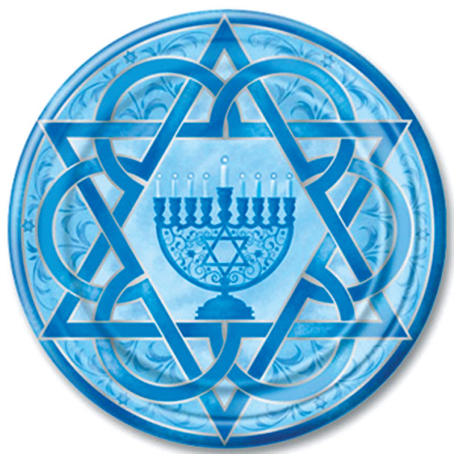 Forum Novelties Chanukah 9 Inch Hanukkah Party Plates - Set of 8 Disposable Dinner Plates for Jewish Holiday Celebrations, Family Gatherings & Festive Meals
