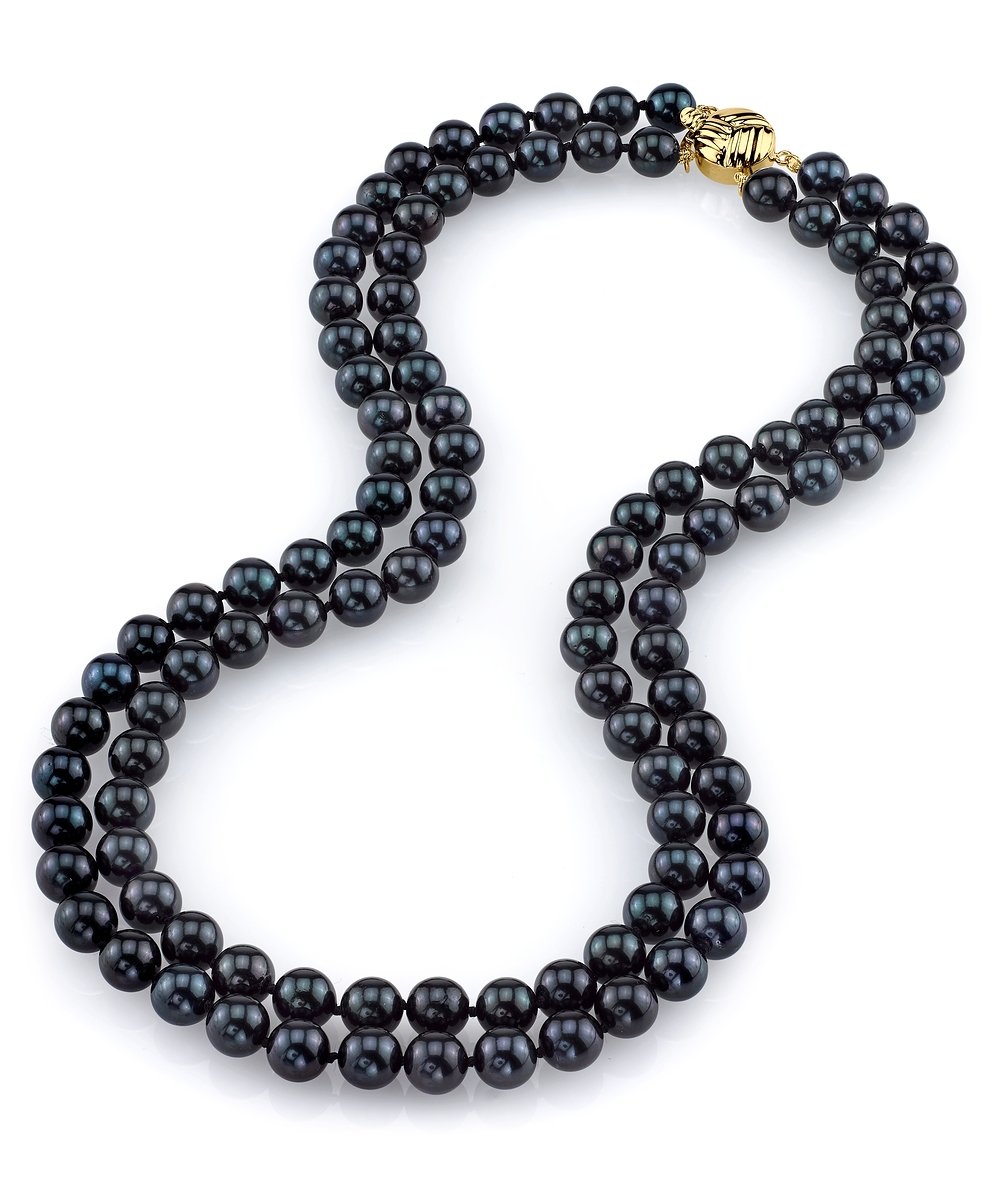 14K Gold Black Akoya Pearl Necklace for Women - Elegant Gift