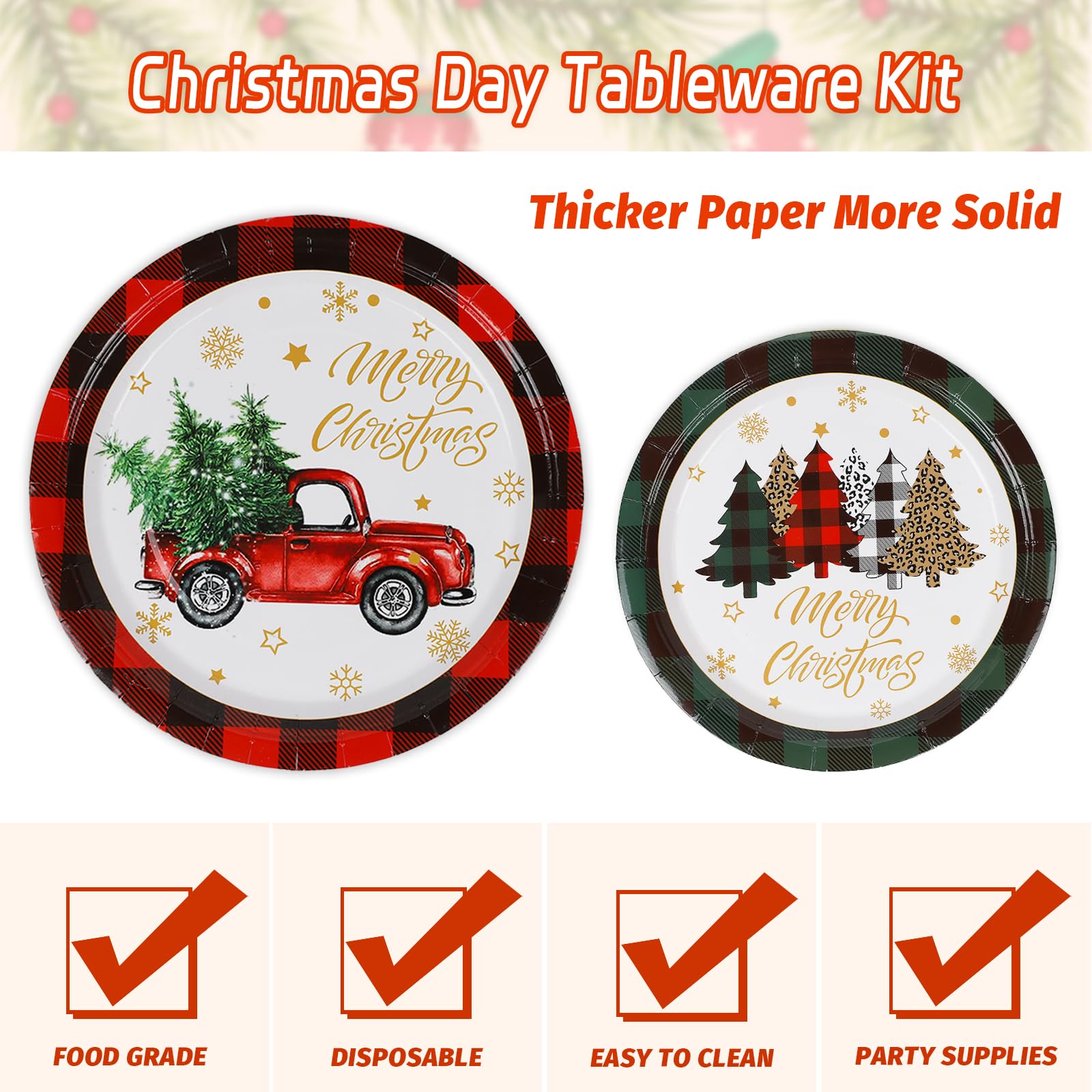 ANALIM 350-Piece Christmas Disposable Dinnerware Set - Holiday Party Plates, Cups, Cutlery & Napkins for Festive Gatherings, Family Dinners & Office Celebrations