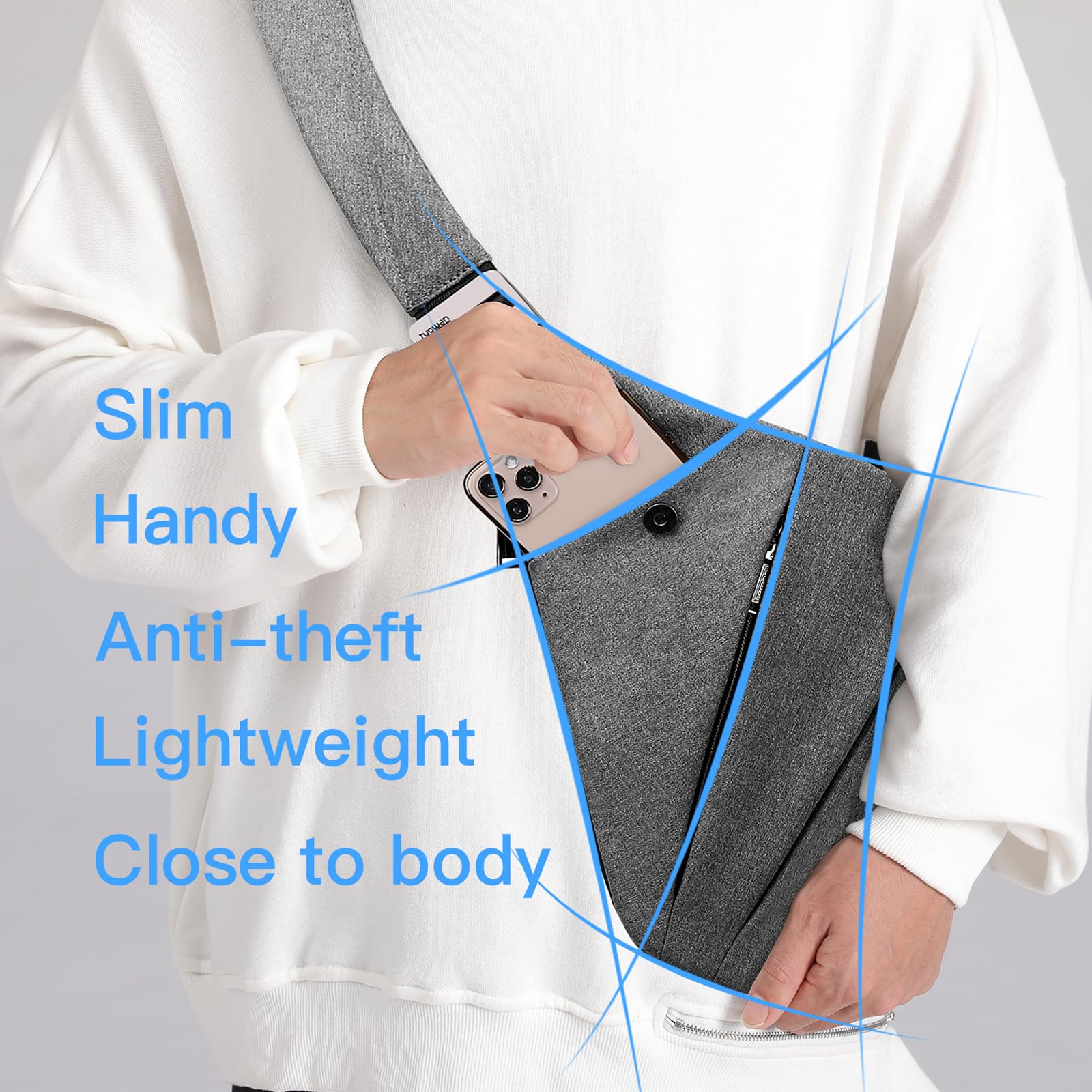WEIATAS Sling Bag for Men & Women - Adjustable Chest Shoulder Backpack, Lightweight Crossbody Bag for Travel, Hiking, Cycling & Outdoor Activities