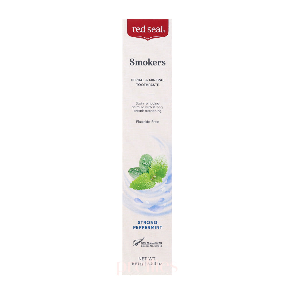 Red Seal Natural Toothpaste for Smokers - 100g Fresh Mint Fluoride-Free Toothpaste for Teeth Whitening & Stain Removal - Perfect for Daily Oral Care & Smokers' Dental Hygiene