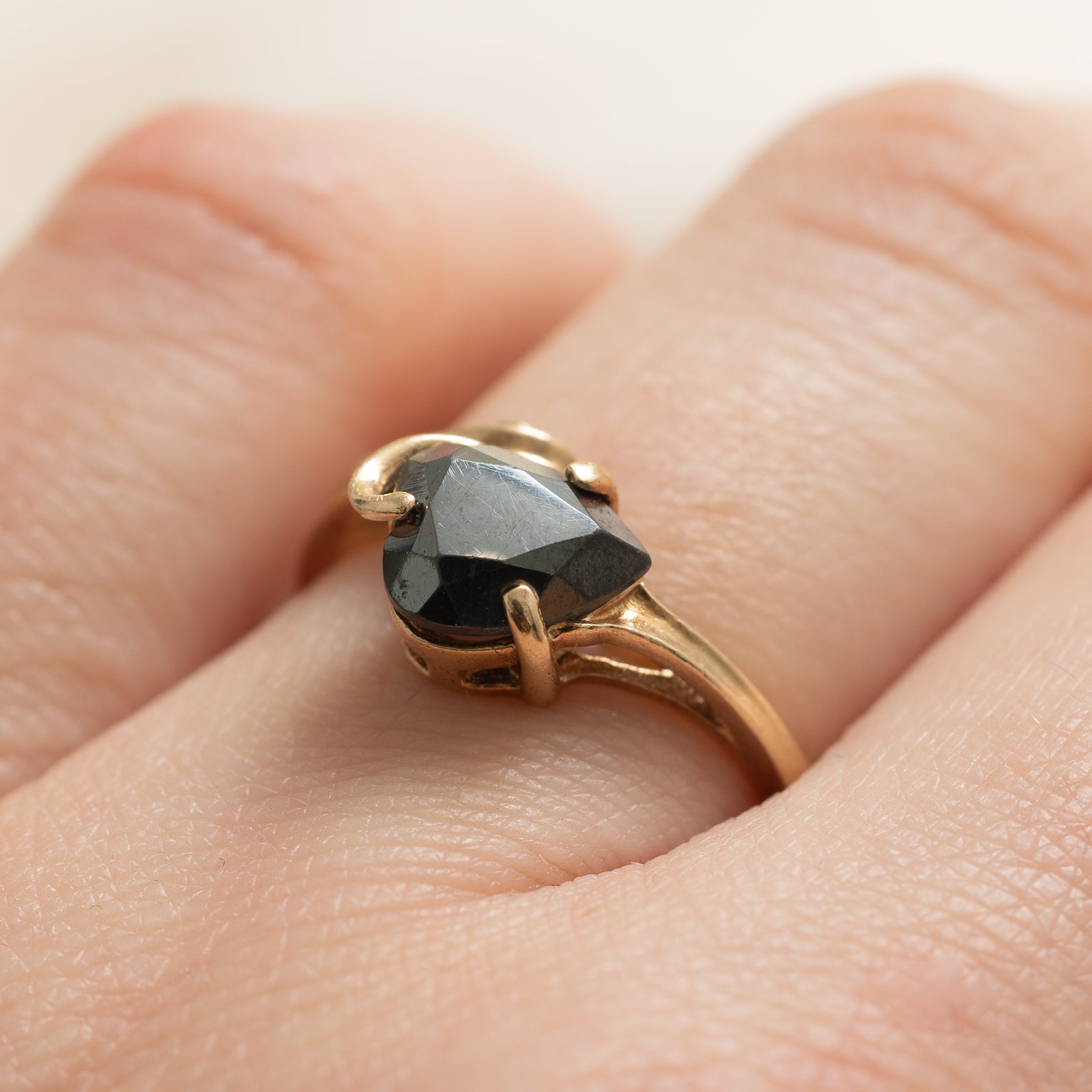 Pear Cut Hematite Bypass Ring - 2.00ct Size 6 | Elegant Silver Jewelry for Women | Perfect for Weddings, Anniversaries & Special Occasions