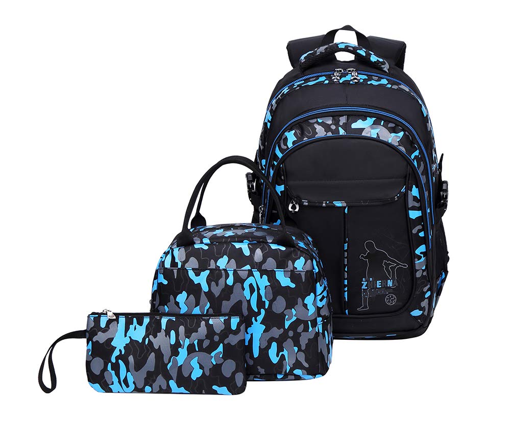 TONLEN Durable School Backpack with Lunch Bag Set for Boys - Waterproof Elementary & Middle School Bookbag for Kids - Perfect for School, Travel, and Outdoor Adventures