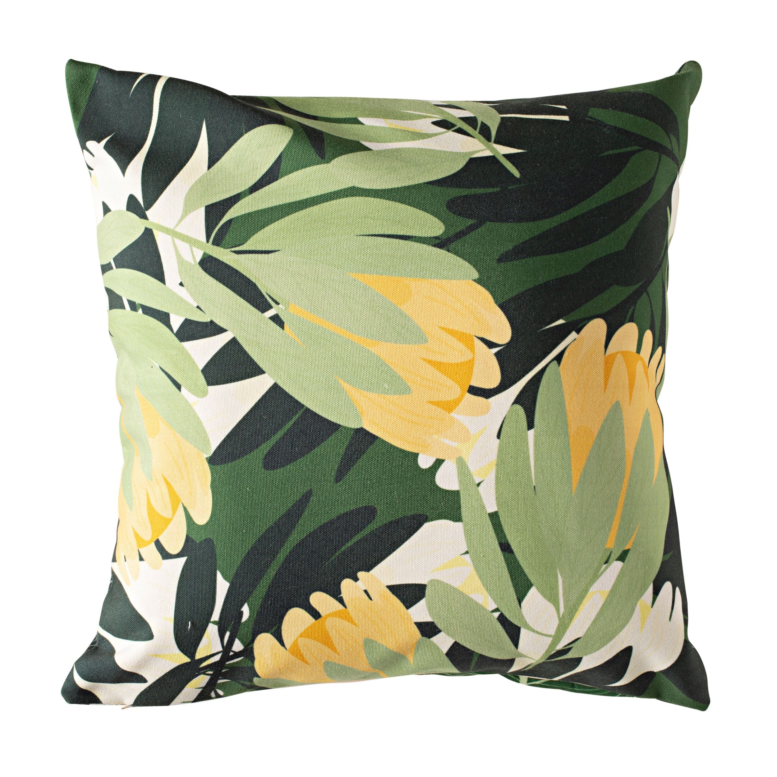 Aruba Outdoor Indoor Yellow Flower Cushion 50x50cm - Soft Decorative Throw Pillow for Sofa, Bed, Patio & Garden Decor