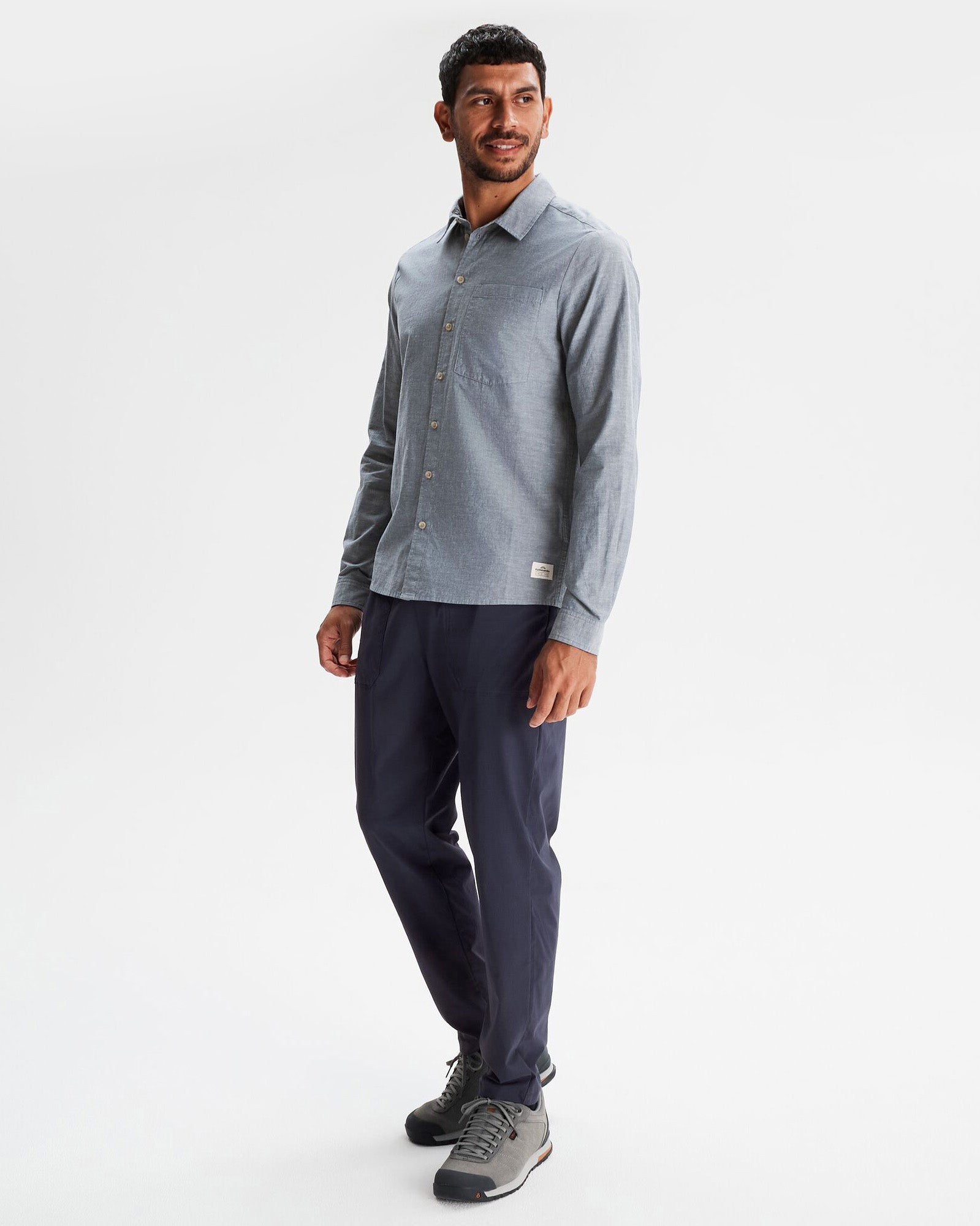 Men's Flaxton LT Long Sleeve Chambray Blue Shirt - Comfortable Casual Wear for Office & Outdoor Activities