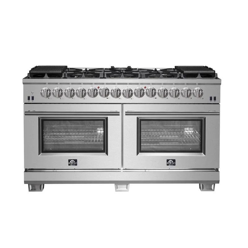 Forno 60 Inch Capriasca Dual Fuel Range with 240V Electric Oven - 10 Sealed Burners & 200,000 BTUs - Model FFSGS6187 - Perfect for Large Kitchens, Restaurants, and Catering Services