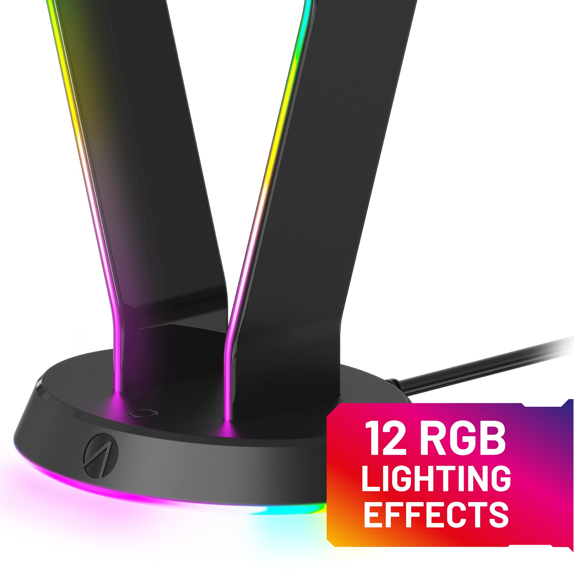 Stealth LED Gaming Headset Stand with RGB Lighting for PS5, PS4, Xbox, Nintendo Switch & PC - USB Powered Headphone Holder with Storage Base & 12 Color Modes - Perfect for Gaming Setup & Desk Organization
