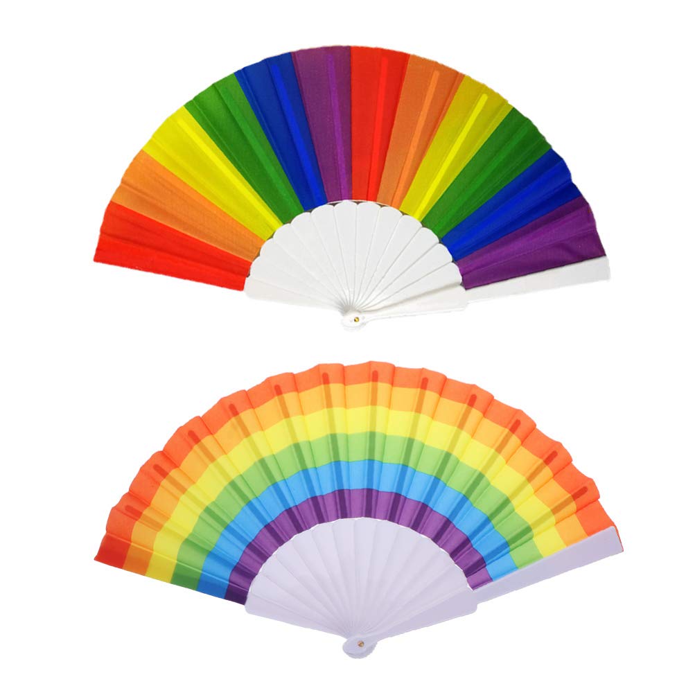 SUPVOX 2-Pack Large Folding Hand Fan - Portable Wedding Decoration, Japanese Style LGBT Pride Fan - Perfect for Weddings, Parties, Cosplay & Summer Cooling