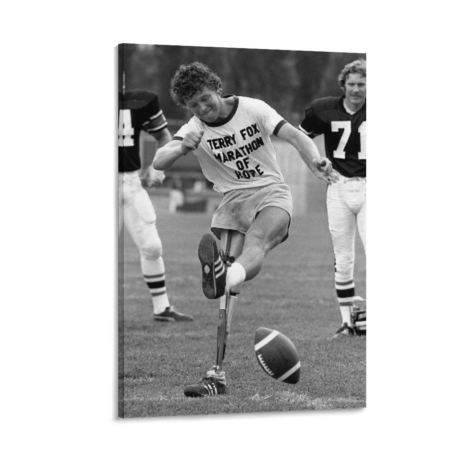 HAILAOB Terry Fox Playing Football Canvas Wall Art - 24x36 Inch (60x90cm) Sports Decor for Office, Living Room & Man Cave - Premium Printed Football Poster for Fans & Home Decor