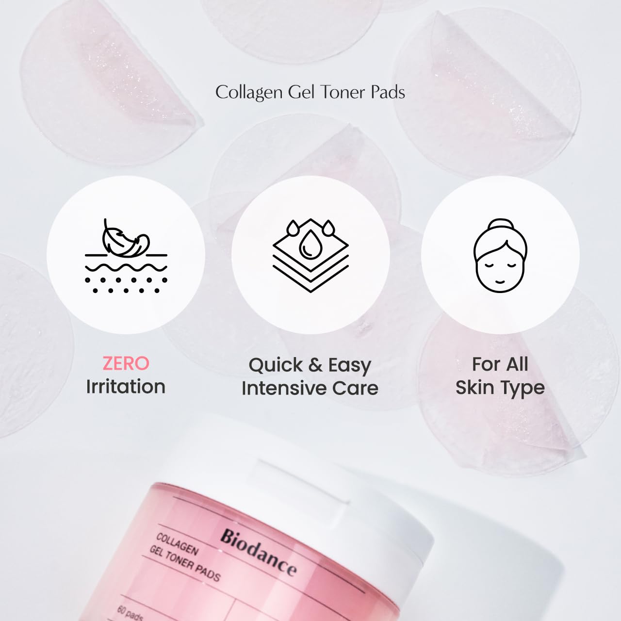 Biodance Collagen Gel Toner Pads for Sensitive Skin | Korean Skincare Pore Perfecting & Elasticity Boosting | 60 Pads (4.93 fl.oz/140g) | Daily Hydration & Soothing Treatment for Glowing Skin