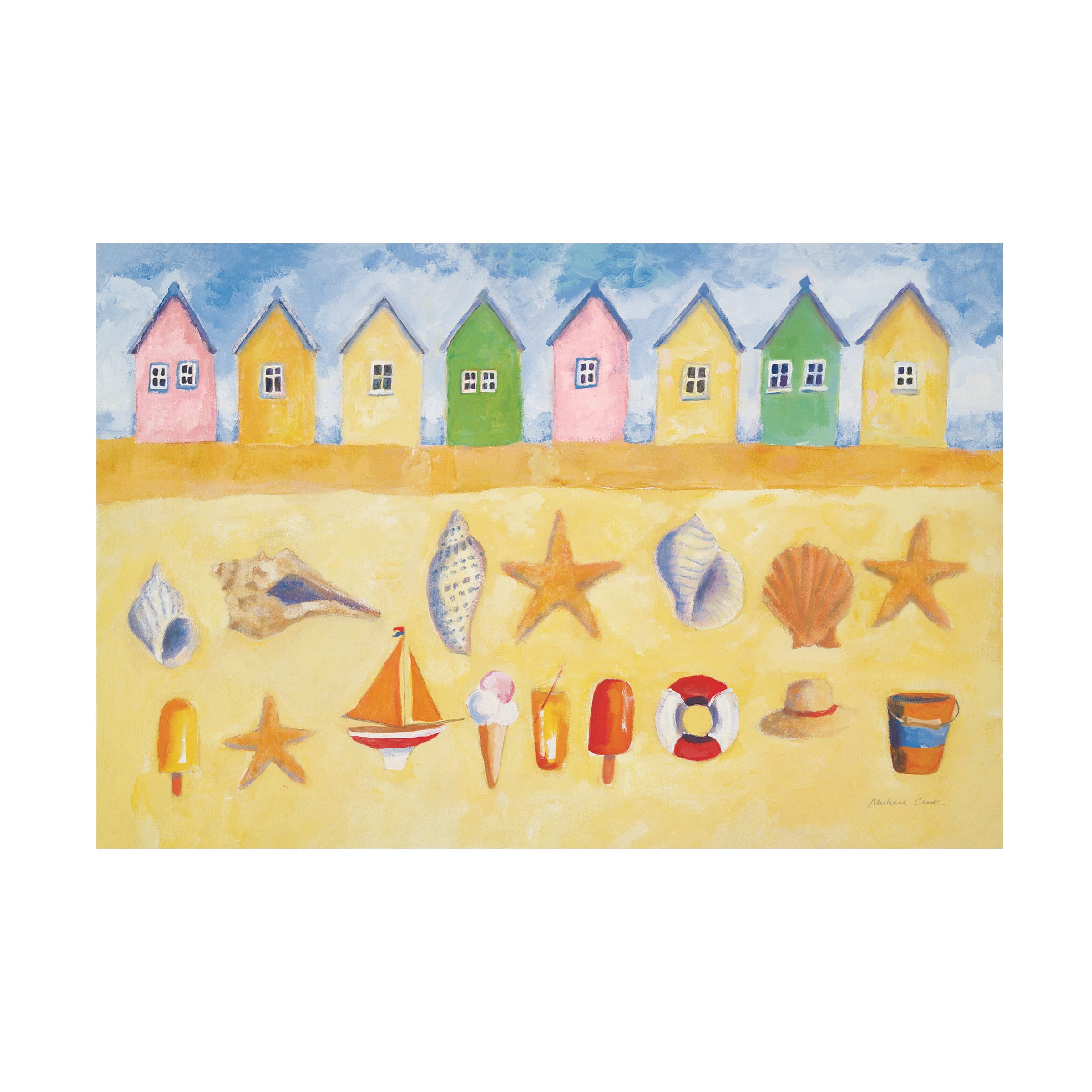 On the Coast Border III Canvas Wall Art by Studio Mousseau - Coastal Landscape Painting for Living Room, Bedroom & Office Decor
