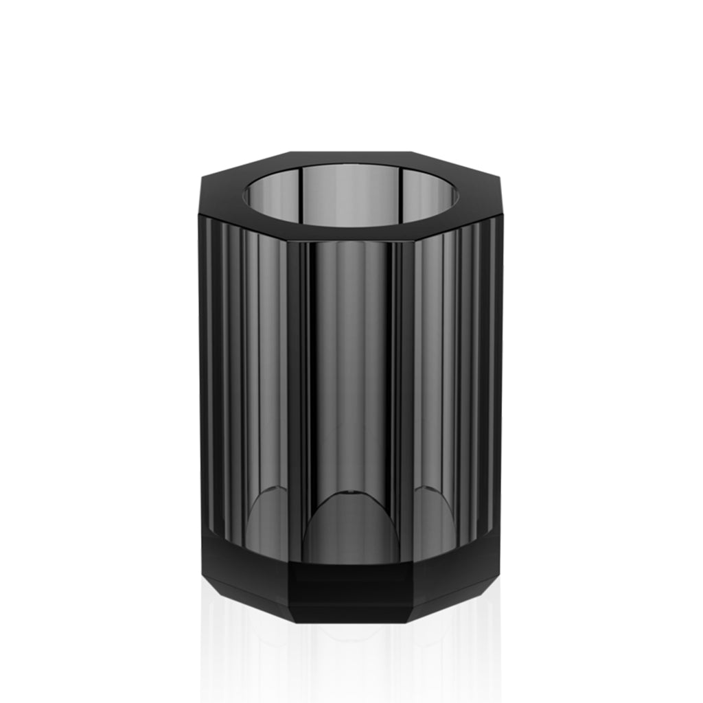 Premium Kristall Bathroom Accessories Set - Free Standing Modern Glass Organizer with Anthracite & Black Accents for Vanity, Countertop & Shower Storage - Perfect for Spa, Hotel & Home Decor