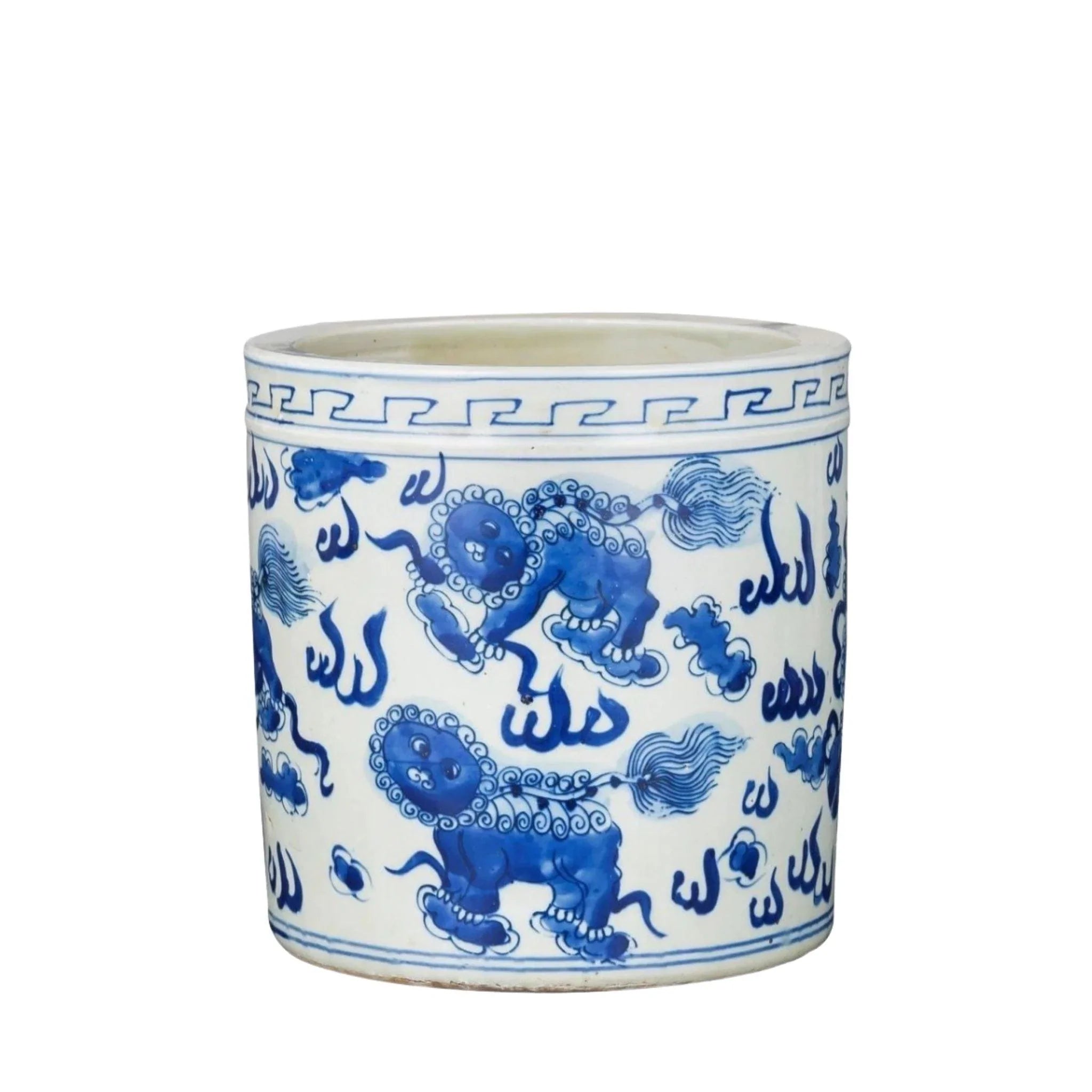 Blue and White Porcelain Orchid Planter with Foo Dog Design - Elegant Home Decor for Indoor Plants, Chinese Style Flower Pot for Orchids, Bonsai, and Succulents