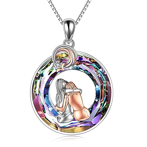 POPKIMI Sterling Silver Crystal Abalone Shell Sister Necklace - Always My Sister Forever My Friend Pendant | Meaningful Birthday Gifts for Sisters, Women & Best Friends | Perfect for Sister's Day, Birthdays, Anniversaries & Female Friendship Celebrations