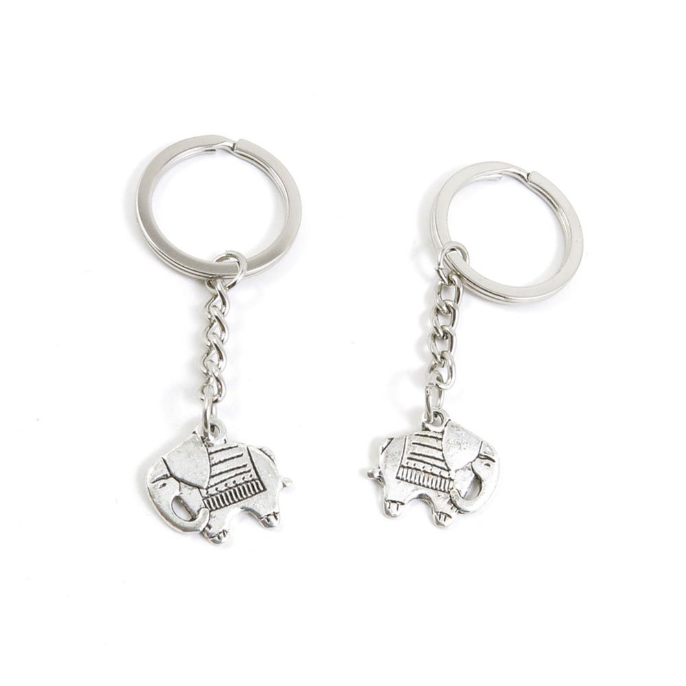 Antique Silver Tone Elephant Keychain - Bulk Wholesale Key Ring Tags for Car Keys, House Keys & Keychains (Pack of 12) - Perfect for Home, Office, Travel & Gift Giving