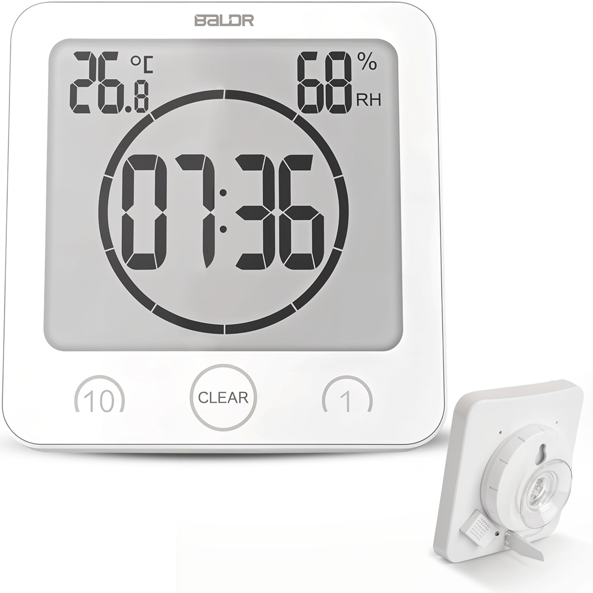 Waterproof Digital Alarm Clock with Timer - LCD Display Shows Time, Temperature & Humidity - Ideal for Bathroom, Shower, Kitchen, Bedroom & Office Use