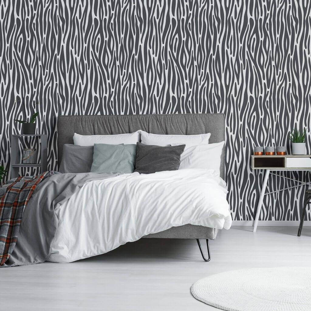 Grey Animal Print Peel and Stick Removable Wallpaper - Self-Adhesive Decorative Vinyl for Bedroom, Living Room, Nursery & Office - Easy to Apply & Remove - 2304