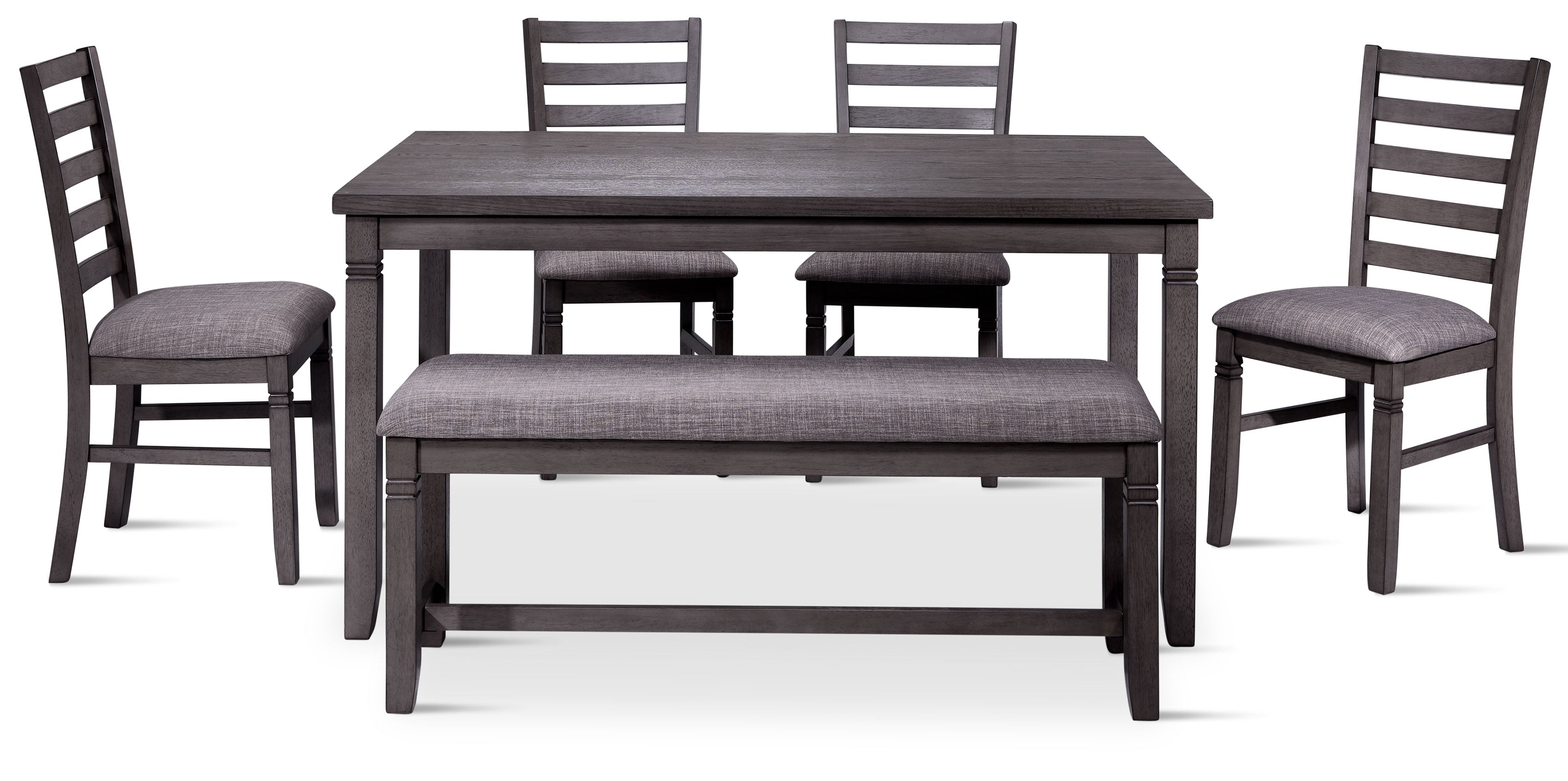 Breeze 6-Piece Dining Set in Dark Grey - Modern Kitchen & Dining Room Furniture for Small Spaces