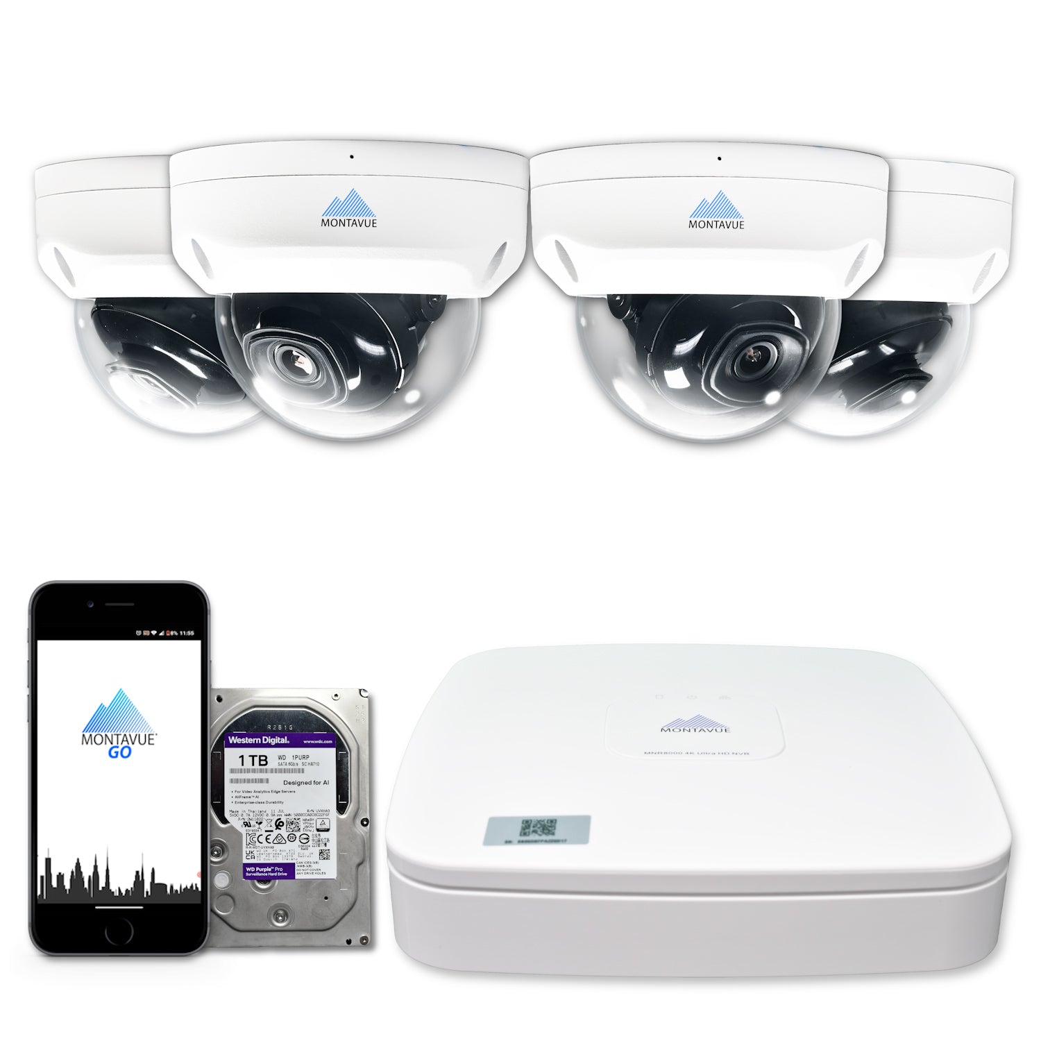4MP 2K SMD+Dome Security Camera System with 4 Channel NVR & 1TB HDD - MTD4095 Package for Home & Business Surveillance