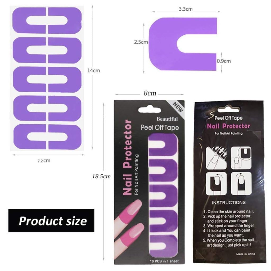 U-Shaped Nail Polish Protector for Fingers - Peel Off Cuticle Guard for Nail Stamping, Painting & Manicure - RAJA DHIRAJ Nail Protector (2 Pack) - Perfect for Salon, Home DIY & Professional Nail Art