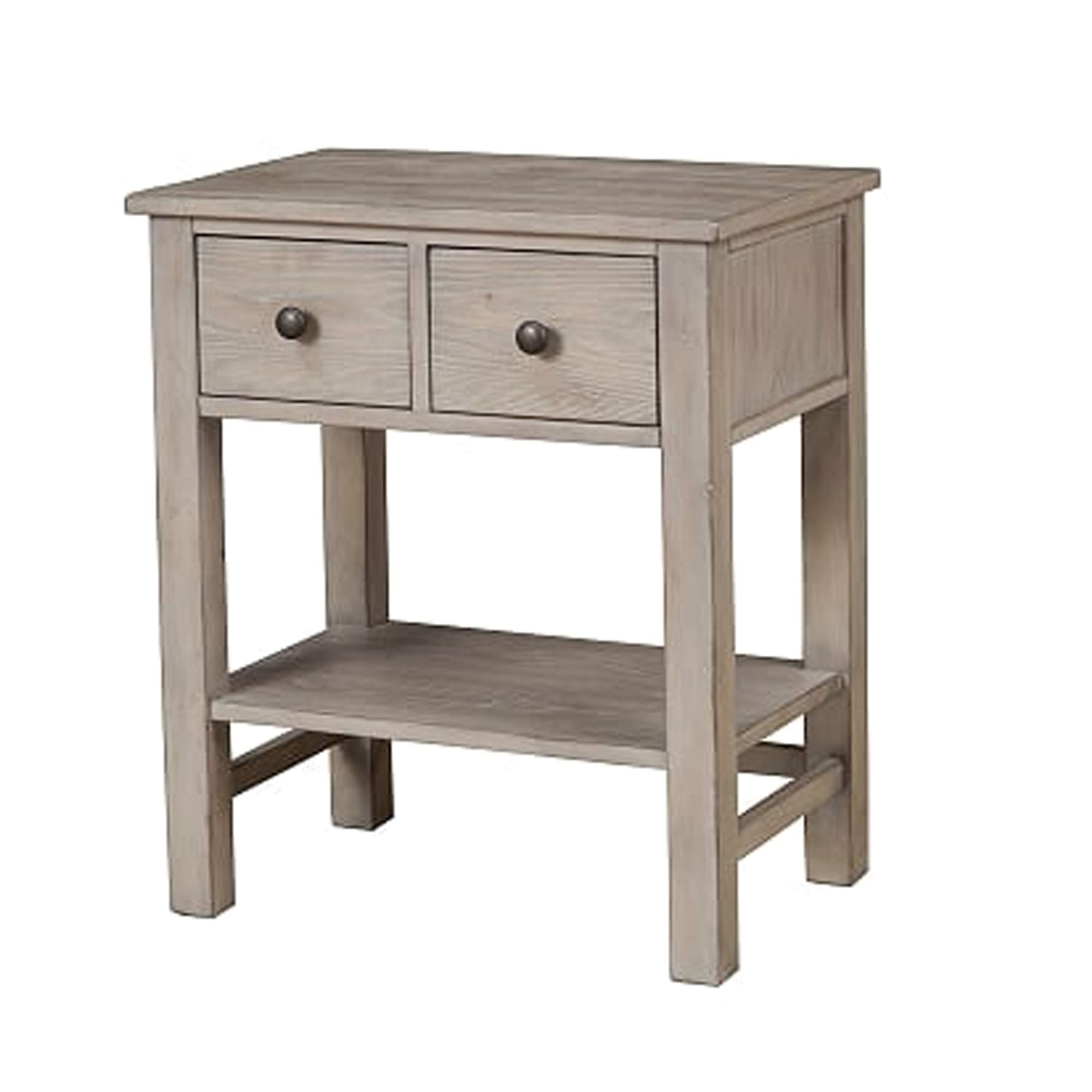 Benjara Modern Gray Nightstand with 2 Drawers & Bottom Shelf - Bedside Table for Bedroom, Living Room, or Office Storage