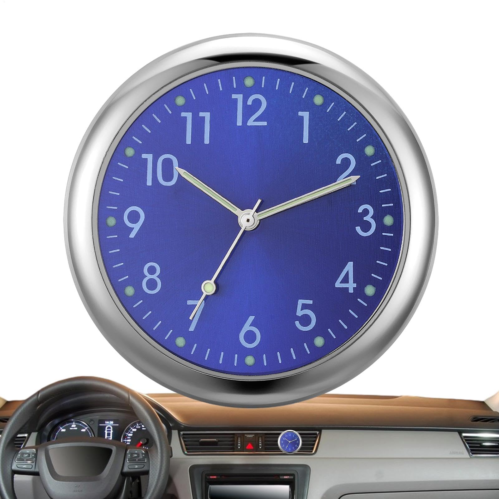 Car Dashboard Clock - Analog Stick-On Clock with Glowing Display | Small Automotive Replacement Clock for Cars, Trucks & SUVs | Perfect for Night Driving & Easy Installation