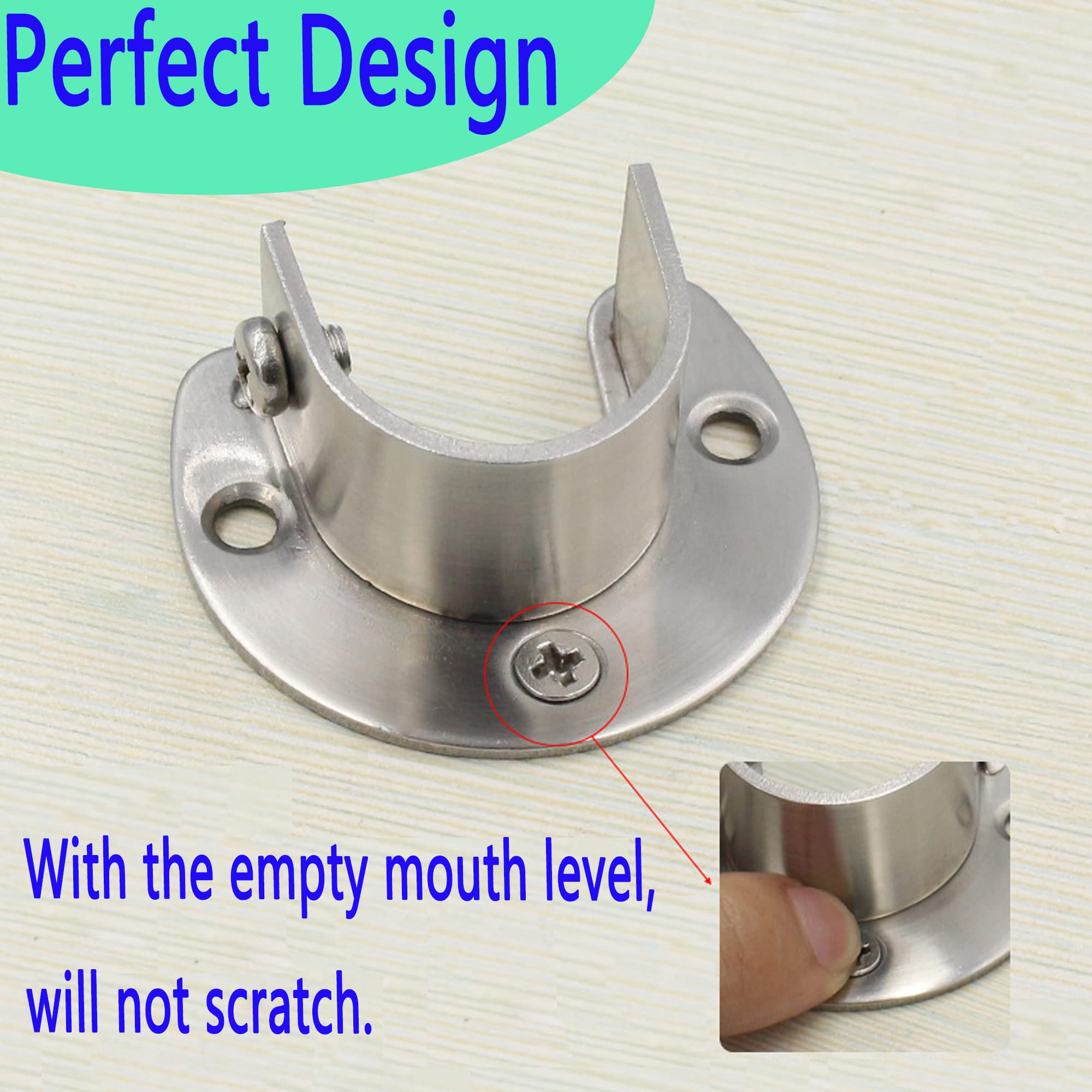 2 PCS Heavy Duty Stainless Steel Wardrobe Bracket - 1-1/4 Inch Closet Rod Holder with Screws, Black/Silver Rod Support for Closet Organization & Home Storage Solutions - Perfect for Bedroom, Walk-in Closet and Garment Rack Installation