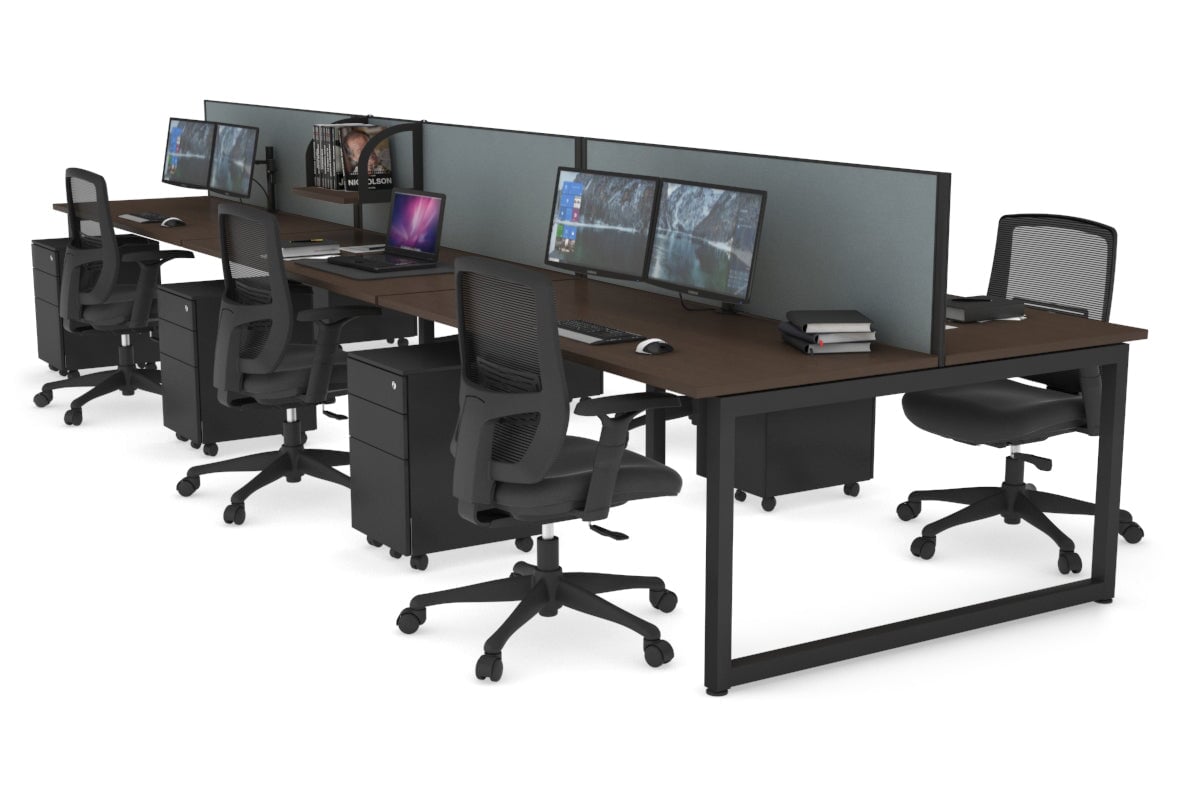Quadro Loop Legs 6-Person Office Workstation Desk - 1400L x 700W Dimensions - Perfect for Collaborative Workspaces & Team Projects